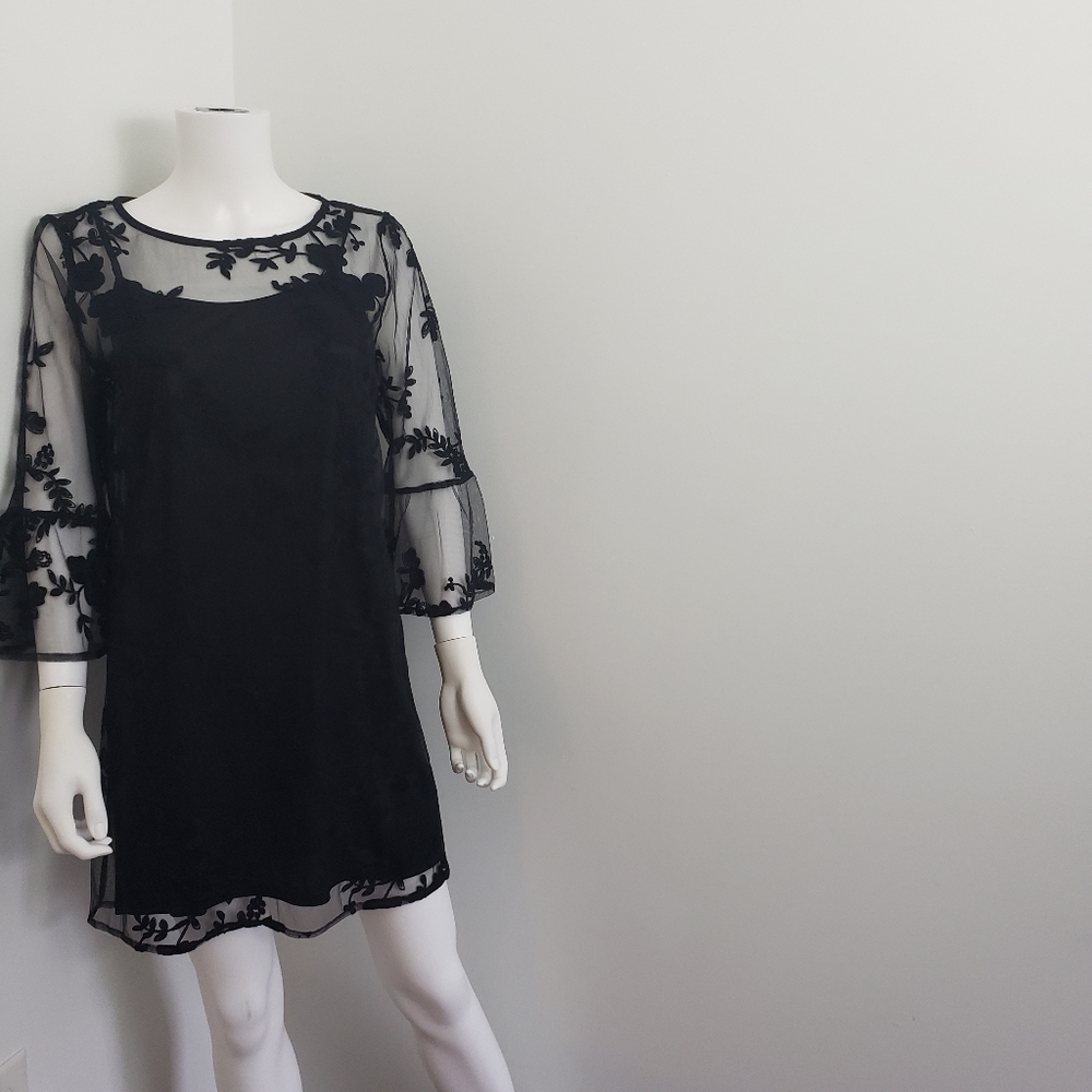 New Black Cocktail  Mesh Dress